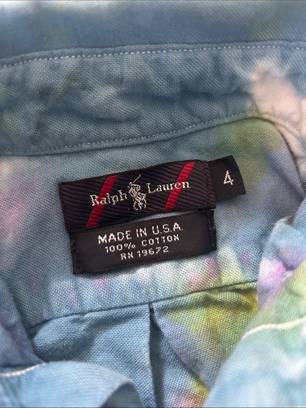 Ralph Lauren Vintage 90s Boys Tie Dye Button Down Shirt - Made in USA - Size 4